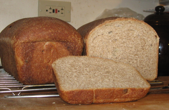 The loaf on the left is now frozen. The crust in front is history.