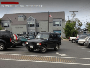 Bad parking at the VH Stop & Shop. (That's the police station in the background, btw.)