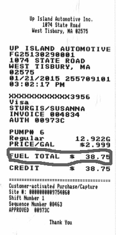 gas receipt
