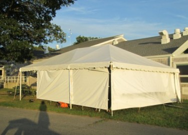 The white tent. The shadow you see at lower left is me standing on a picnic table.